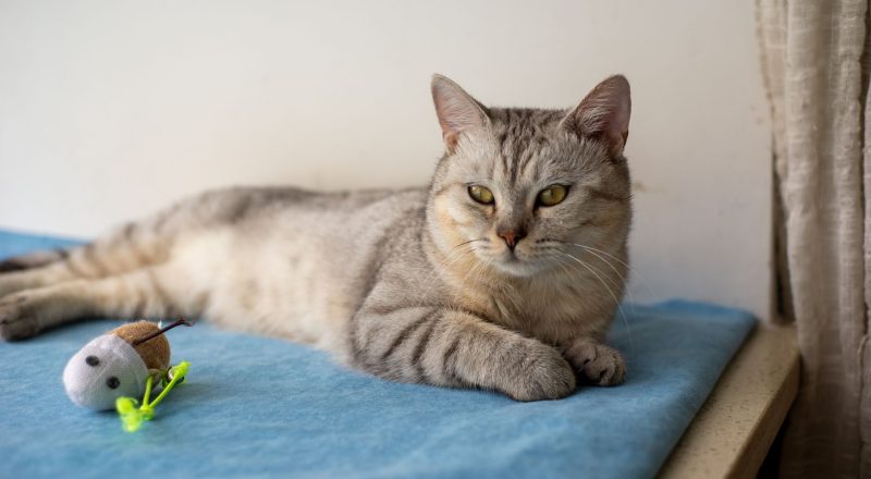 vieux chat âgé couché sur une couverture